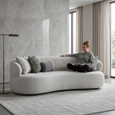 Wohnzimmer Weiß Sofa Dreisitzer Textil Polstermöbel Modern Designer Möbel