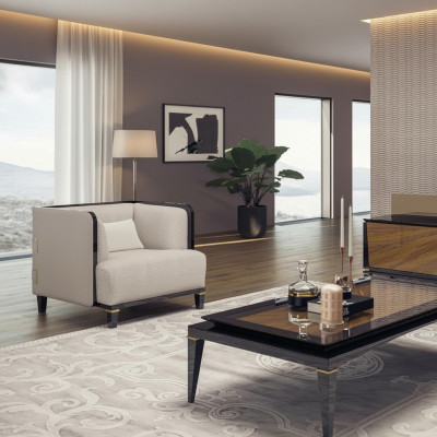 Neu Modern Möbel Wohnzimmer Sessel Designer Einrichtung Weiß Polstersitz