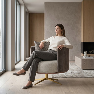 Innovativer Designer-Sessel für moderne Wohnzimmermöbel aus hochwertigem Kunstleder