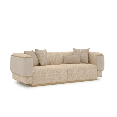 Dreisitzer Sofa Textil Wohnzimmer Beige Polstermöbel Luxus Sofas Couch