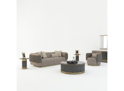Wohnzimmer Komplett 2tlg Dreisitzer Sofa Polstermöbel Sessel Modern Design