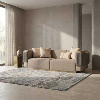 Grau Dreisitzer Sofa Luxus Design Polstermöbel Modern Wohnzimmer Sofas Couch