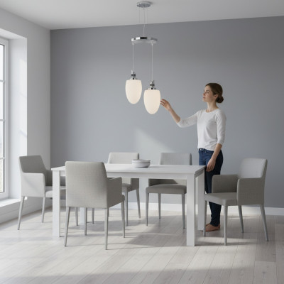 Deckenlampe moderner White Glass Wohnzimmer Luxus neu Stil 33x70cm