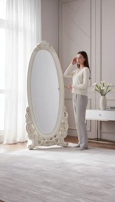 Bodenspiegel im Wohnzimmer Holz klassisch white ein neuer Luxus im Innenraum