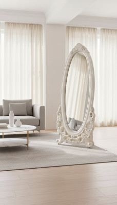 Bodenspiegel im Wohnzimmer Holz klassisch white ein neuer Luxus im Innenraum