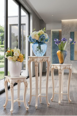 Blumenständer klassischer Stil Wohnzimmer Luxus Ständer Ablage Säule 3tlg