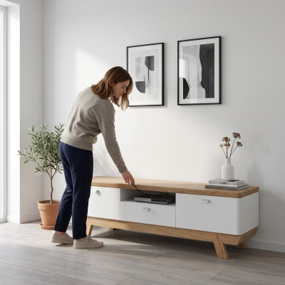 Wohnzimmer TV Staender Fernseher weiß Ständer Schrank Möbel Holz rtv