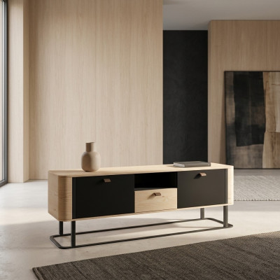 Wohnwand rtv Sideboard TV Ständer niedrige Seite Wohnwände Holz Metall