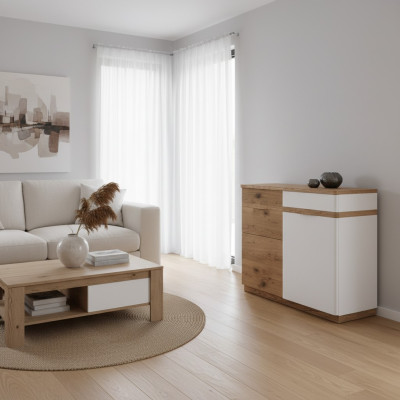 Kommode mit 3 Schubladen Sideboard weiß Anrichte holz modern