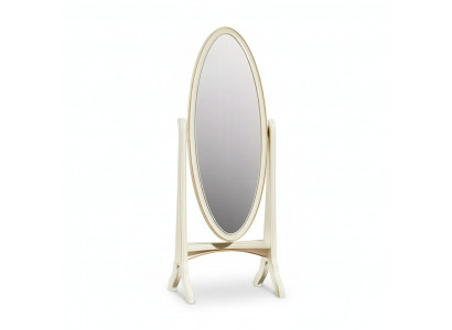 Wohnzimmer Bodenspiegel Spieglein Holzrahmen Oval weiß Standspiegel Spiegel