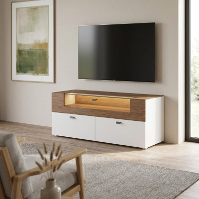 Wohnwand TV Ständer weiß RTV Lowboard Vitrine Holz Modern Wohnzimmer