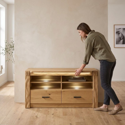 TV Schrank Luxus Fernseher Ständer Kommode Sideboard Wohnwand Holz