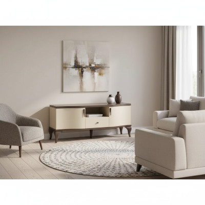 TV-Ständer Wohnzimmer beige Möbel Holz Sideboard Stil modern