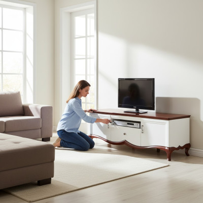 rtv Lowboard tv Ständer Sideboard Holz Luxus weiß Wohnzimmer Schrank
