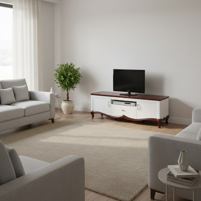 rtv Lowboard tv Ständer Sideboard Holz Luxus weiß Wohnzimmer Schrank
