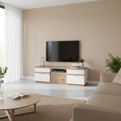 TV Ständer Fernseher Wand Wohnwand Low board weiß Hochglanz tv Ständer