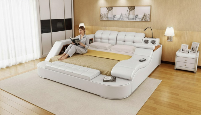 Chesterfield Doppel Luxus Design Bett 180x200 Multifunktionsbett Neu