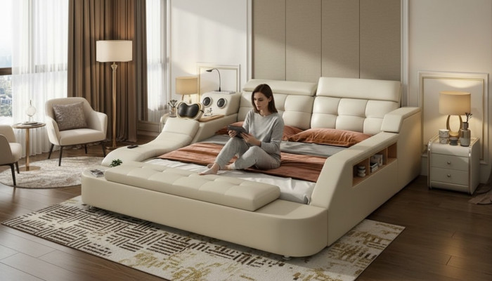 Multifunktion Bett Doppelbetten Modernes Bettgestell 180x200cm Neu