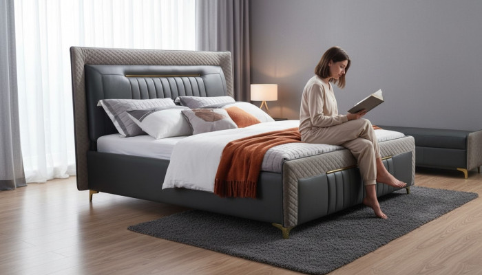 Modernes Bett Betten modernes Luxus Leder Bett Hotelbett Doppelbett Neu