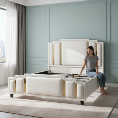Leder Bett Polster Design Luxus Doppel Hotel Schlaf Zimmer Betten