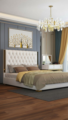 Doppel Hotel Betten Schlaf Zimmer Leder Modern Bett Polster