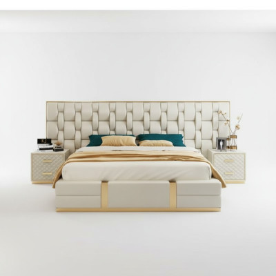 Bett Polster Design Luxus Doppel Hotel Betten beige Luxus Hotel Neu
