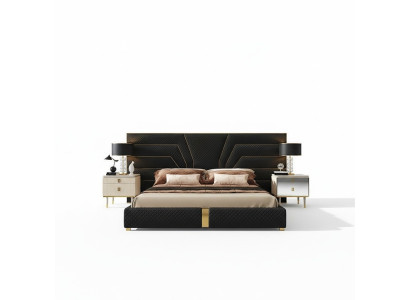 Designer Bett Betten Polsterbett Metall Gold 180x200 Ehebett Doppelbett