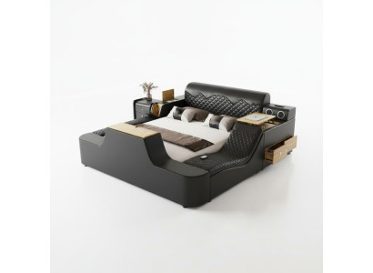Doppel Luxus Leder Bett Massage Polster Betten Moderne Hotel bluetooth