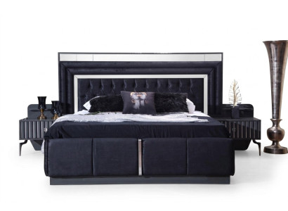 Schwarzes Luxus Chesterfield Doppelbett Moderne Bettgestelle Holz Möbel
