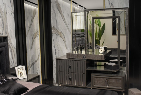 Schwarzer Schminktisch Luxus Holz Konsole Designer Schlafzimmer Möbel