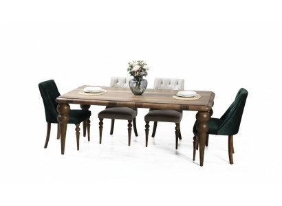 Klassische Esszimmer Holz Garnitur Esstisch 6x Polster Stühle 7tlg Set