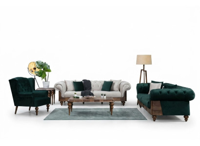 Moderne Zwefarbige Chesterfield Sofagarnitur 3+3+1 Sitzer Luxus Möbel