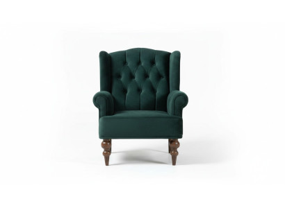 Klassischer Chesterfield Grüner Sessel Ohrensessel Polster Einsitzer