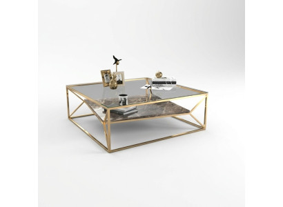 Moderner Marmor Wohnzimmer Couchtisch Luxus Edelstahl Tisch Glasplatte