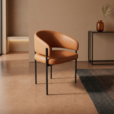 Oranger Luxus Stuhl Moderne Esszimmer Stühle Polster Kunstleder Möbel