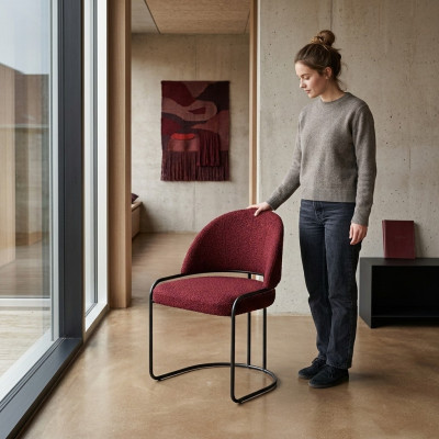 Roter Designer Stuhl Polster Einsitzer Textil Esszimmer Luxus Stühle