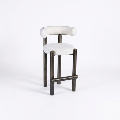 Designer Weißer Barhocker Mit Edelstahlfüßen Luxus Einsitzer Bar Möbel