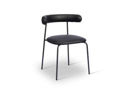 Schwarzer Edelstahl Stuhl Kunstleder Stühle Einsitzer Esszimmer Möbel