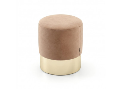 Beiger Fußhocker Designer Pouf Beistellhocker Polster Sitzmöbel Textil