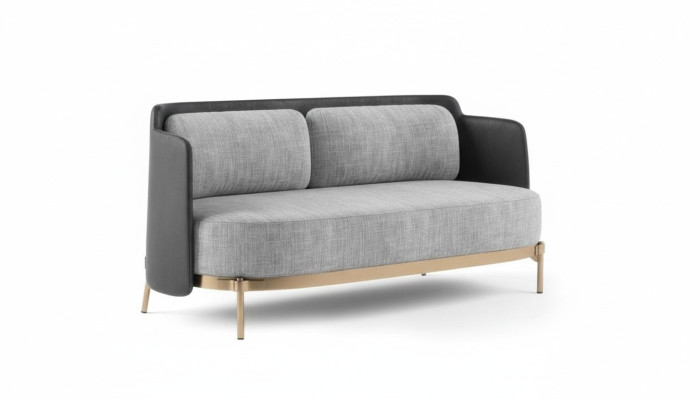 Designer Grauer 2-Sitzer Luxus Wohnzimmer Polster Couch Textil Möbel