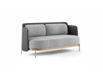 Designer Grauer 2-Sitzer Luxus Wohnzimmer Polster Couch Textil Möbel
