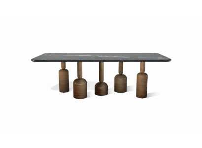 Designer Grauer Marmor Esstisch Metallbeine Luxus Esszimmer Möbel Neu