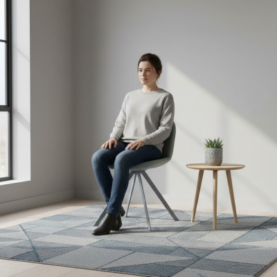 Grauer Polster Eszimmerstuhl Designer Einsitzer mit Edelstahlfüßen Neu
