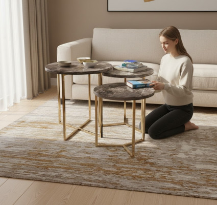Designer 3x Marmor Beistelltische Luxus Wohnzimmer Tische Couchtische Tisch
