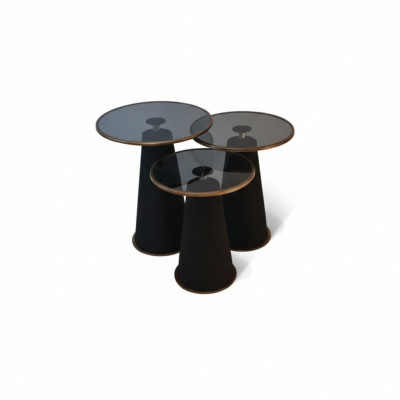 Modernes Schwarzes Beistelltisch Set 3x Luxus Wohnzimmer Couchtische Neu