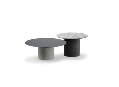 Designer Grauer Couchtisch Set Luxus 2x Tische Runde Beistelltische Neu