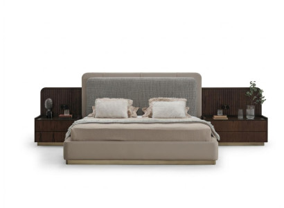 Schlafzimmer Set Luxus Komplettes Bett +2x Nachttische 3tlg  Modern Set