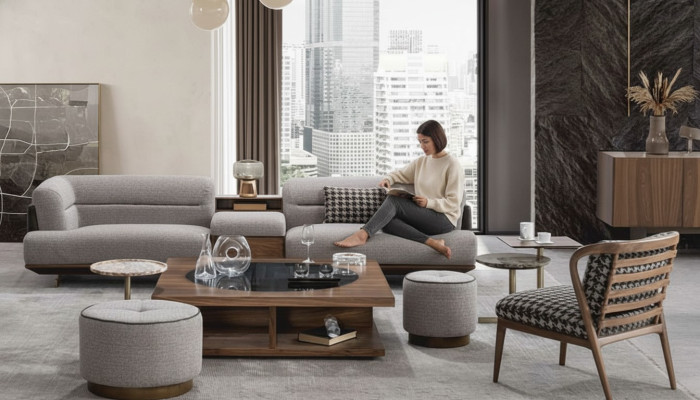 Luxus Sofa Grau Wohnzimmer Polster Textil Dreisitzer Couch Sofas Couchen