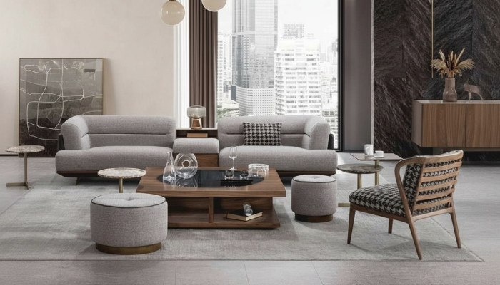 Luxus Sofa Grau Wohnzimmer Polster Textil Dreisitzer Couch Sofas Couchen