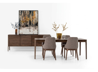 Esszimmer Set Essgruppe Braun Esstisch 4x Stühle mit Sideboard Tisch